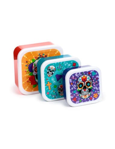 SET DE 3 fiambreras táper DÍA DE LOS muertos
