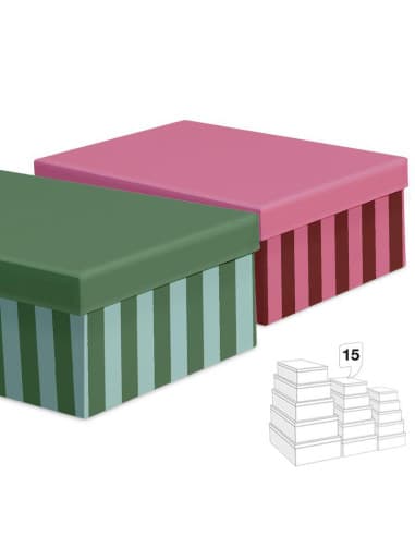 Juego 15 cajas rayas bicolor 2M (2 - 4)
