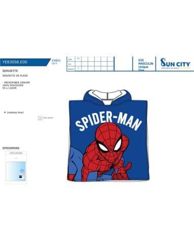 Poncho playa microfibra spiderman
