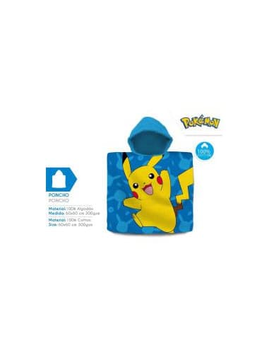 Poncho DE algodon 60x120cm pokemon (6x4)