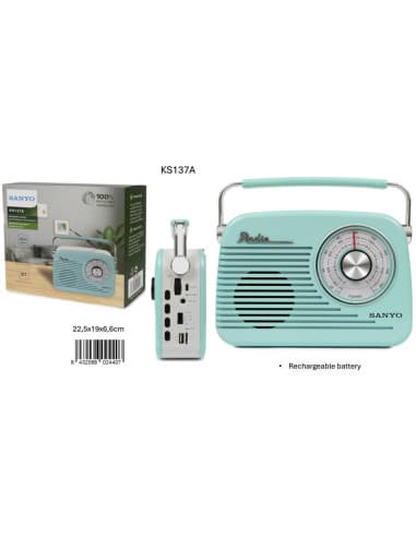 Radio grande sanyo BT retro azul/10