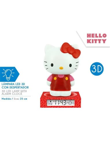 Lampara 3D CON despertador Y fecha hello kitty (4x