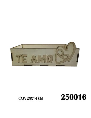 Caja frase TE AMO corazones enlazados