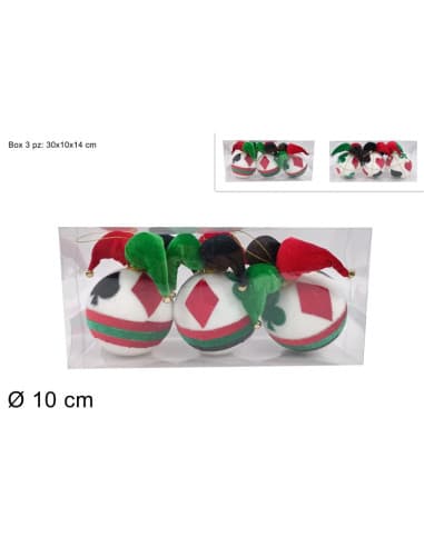 Palle 10CM 3PZ decoro poker cappello