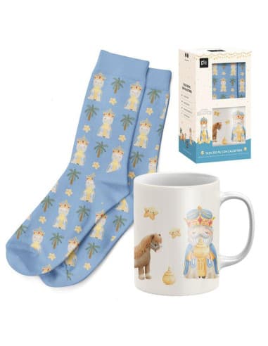 SET regalo taza 300ML CON calcetin reyes magos MEL