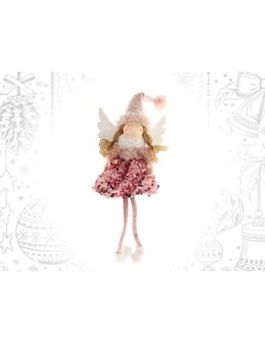 Colgante angel rosa alas doradas