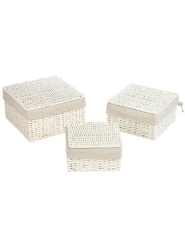 Juego DE 3 cestas CON tapa papel blanco (2 - 4)