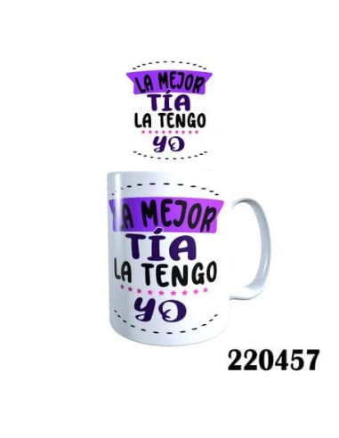 Taza frase contigo TIA ME HA tocado LA loteria