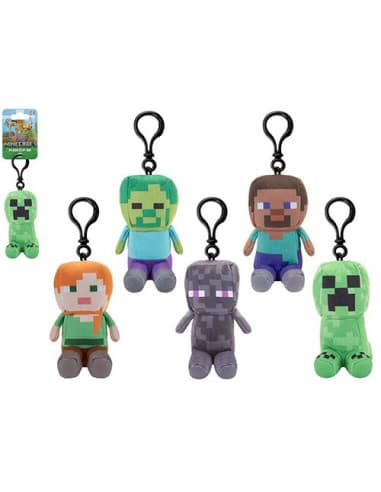 13CM minecraft plush character clip ON 5 asst