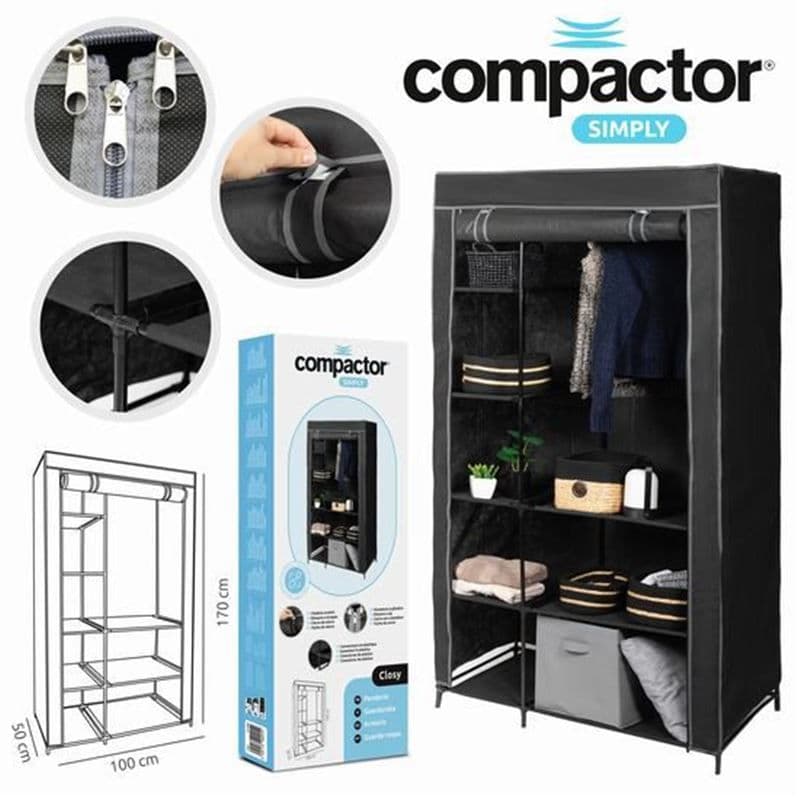 Armario Tela 8 Estantes/1 Barra 100x50x170cm Compactor