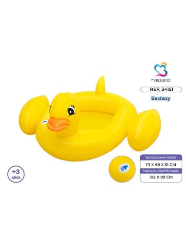 Barca infantil pato c/sonido 109X99 CM caja +3años