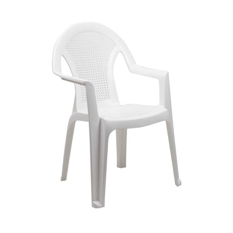 Silla con Reposabrazos Rattan Blanca