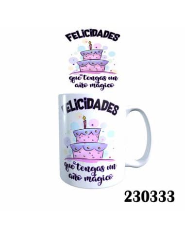 Taza frase felicidades QUE tengas UN AÑO magico