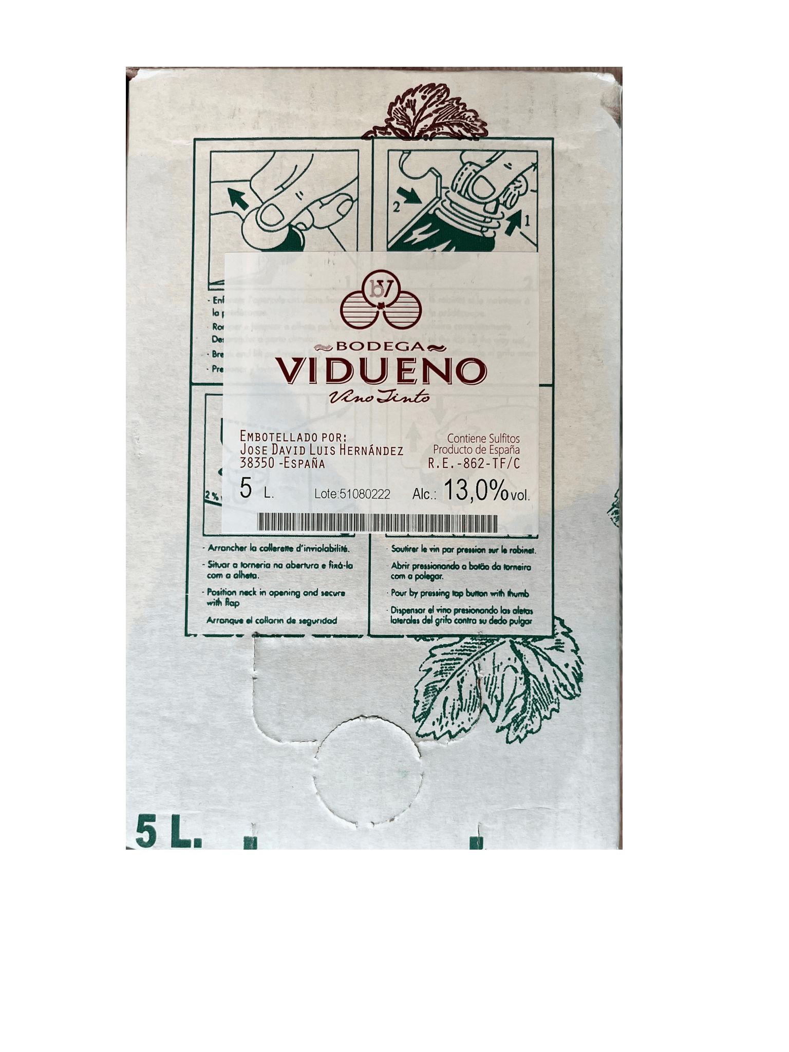 5 Ltr Vino Tinto Soave Vidueño