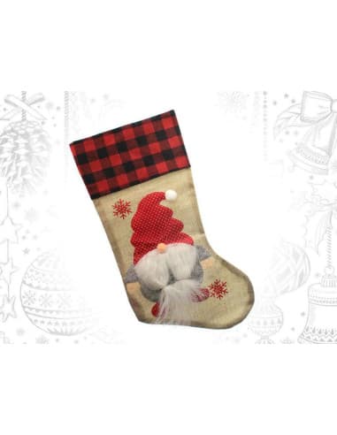 Calcetin santa vichy rojo
