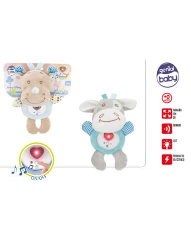 Genial baby-sonajero peluche animalito LUZ Y sonid