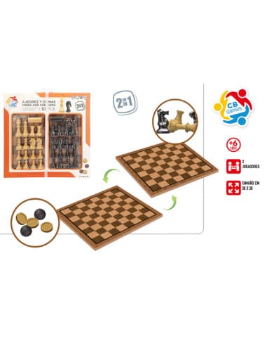 CB games-juego ajedrez & damas TAB madera 30X30CM