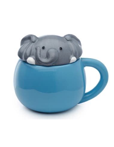 Taza DE ceramica C tapa elefante animales adorable