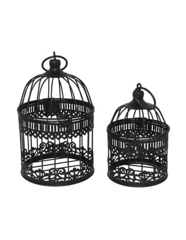 SET 2 jaulas metalicas luna negro 15x15x23cm/12x12