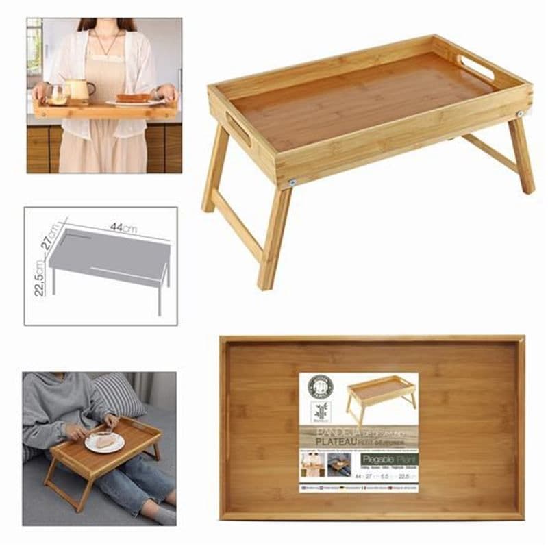 Bandeja Bambu para Cama 44x27x5.5-22.5cm