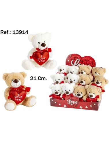 Peluche OSO corazon rojo flecha I love YOU 2 COL.