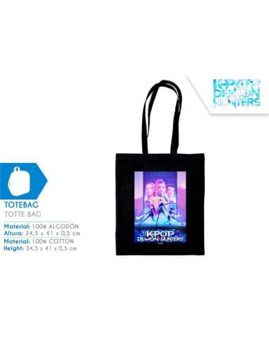 Totebag negra 100% algodon k-pop demon hunters