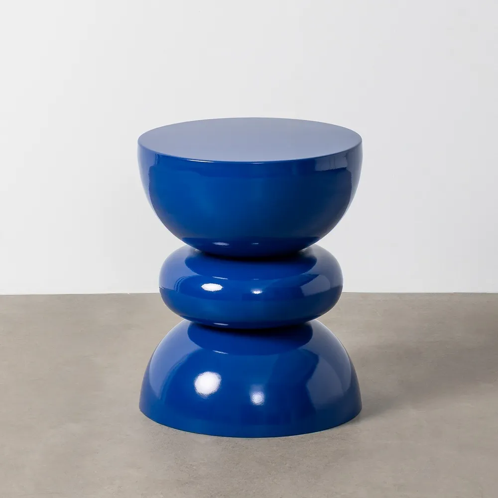 Mesa Auxiliar Azul Metal Decoración 38 X 38 X 47 cm