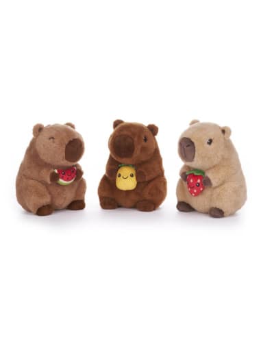 Peluche capibara CON fruta 21 CM 3 modelos ECO