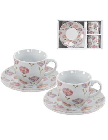 Juego cafe 2X80ML flores (4/8 - 12)