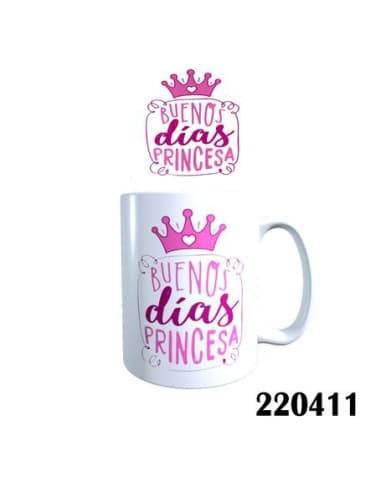 Taza frase buenos dias princesa