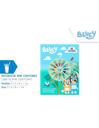 Libreta CON 12 mini crayones bluey