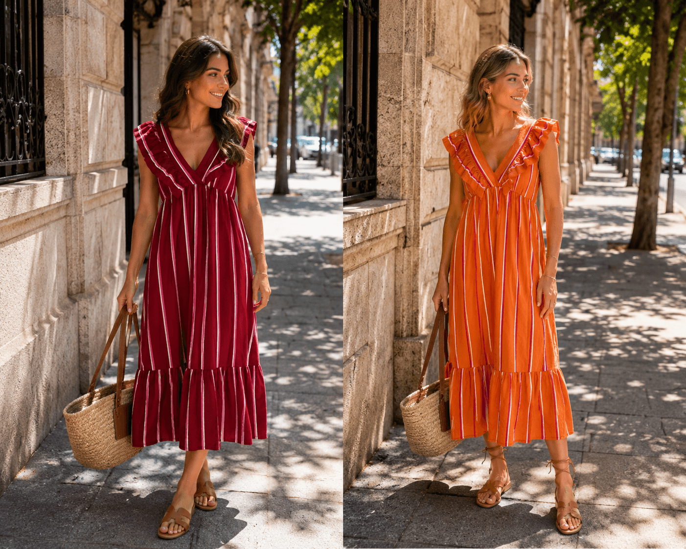 Vestido Midi Rayas Volante