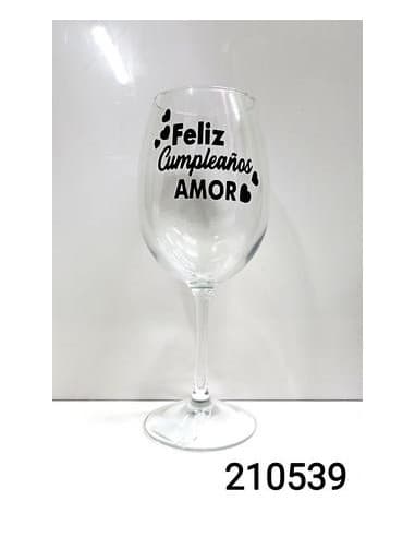 Copa frase feliz cumpleaños amor