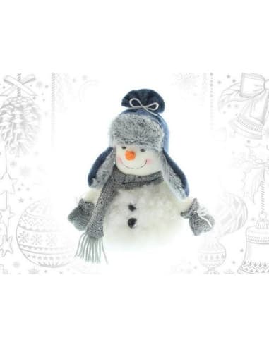 Muñeco nieve azul sentado