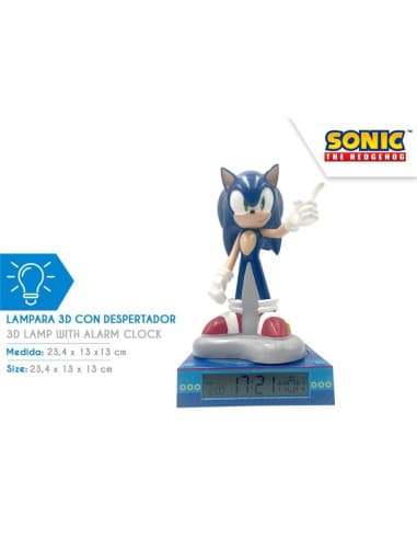 Lampara 3D CON despertador sonic (4X1)