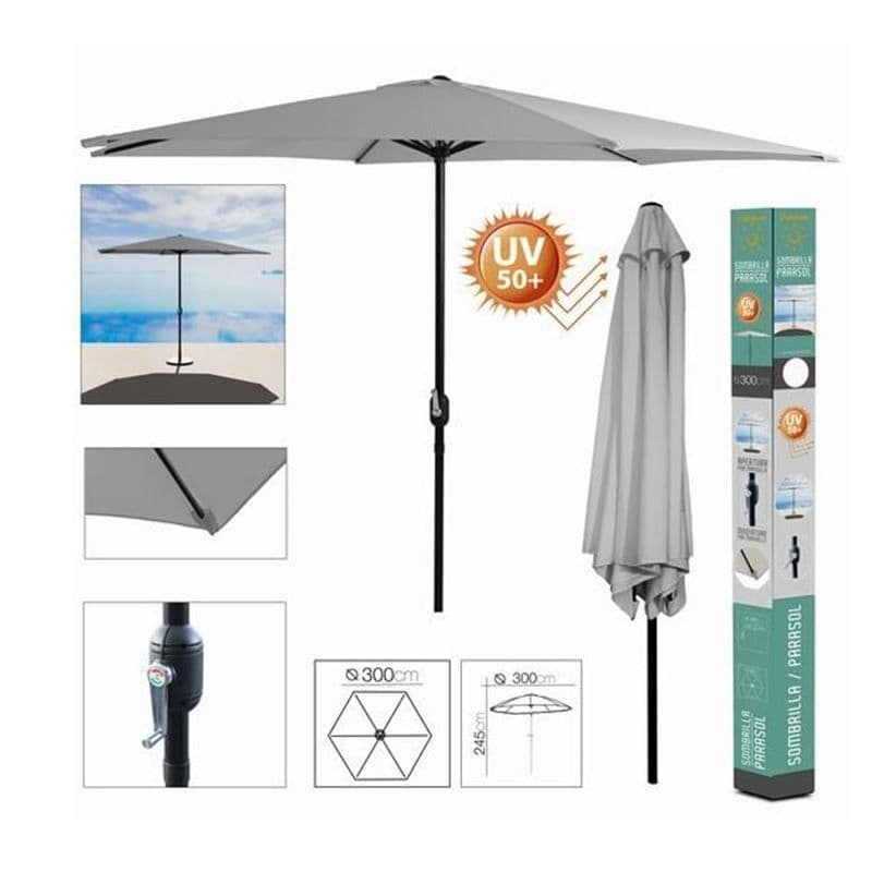 Sombrilla Jardin 300cm Metros Gris