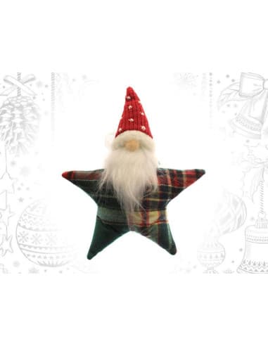 Colgante papa noel vichy verde estrella