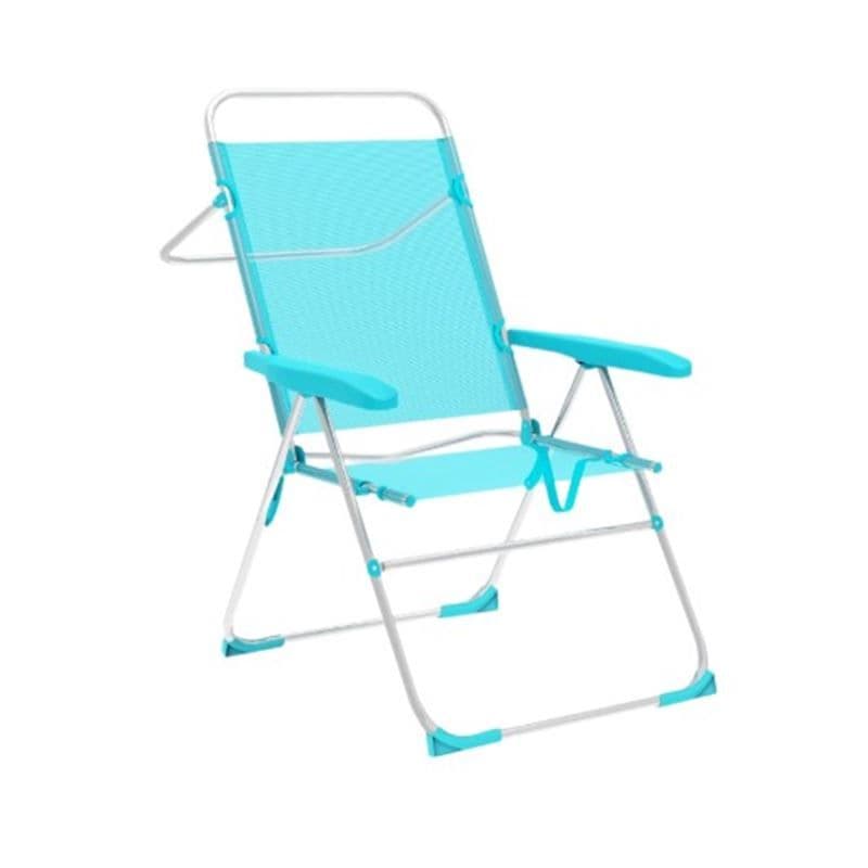 Silla Plegable 5 Posiciones Aluminio Aguamarina 59x61x97cm