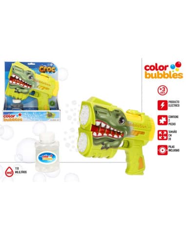 Color bubbles-pistola pompas electrica 20CM dino