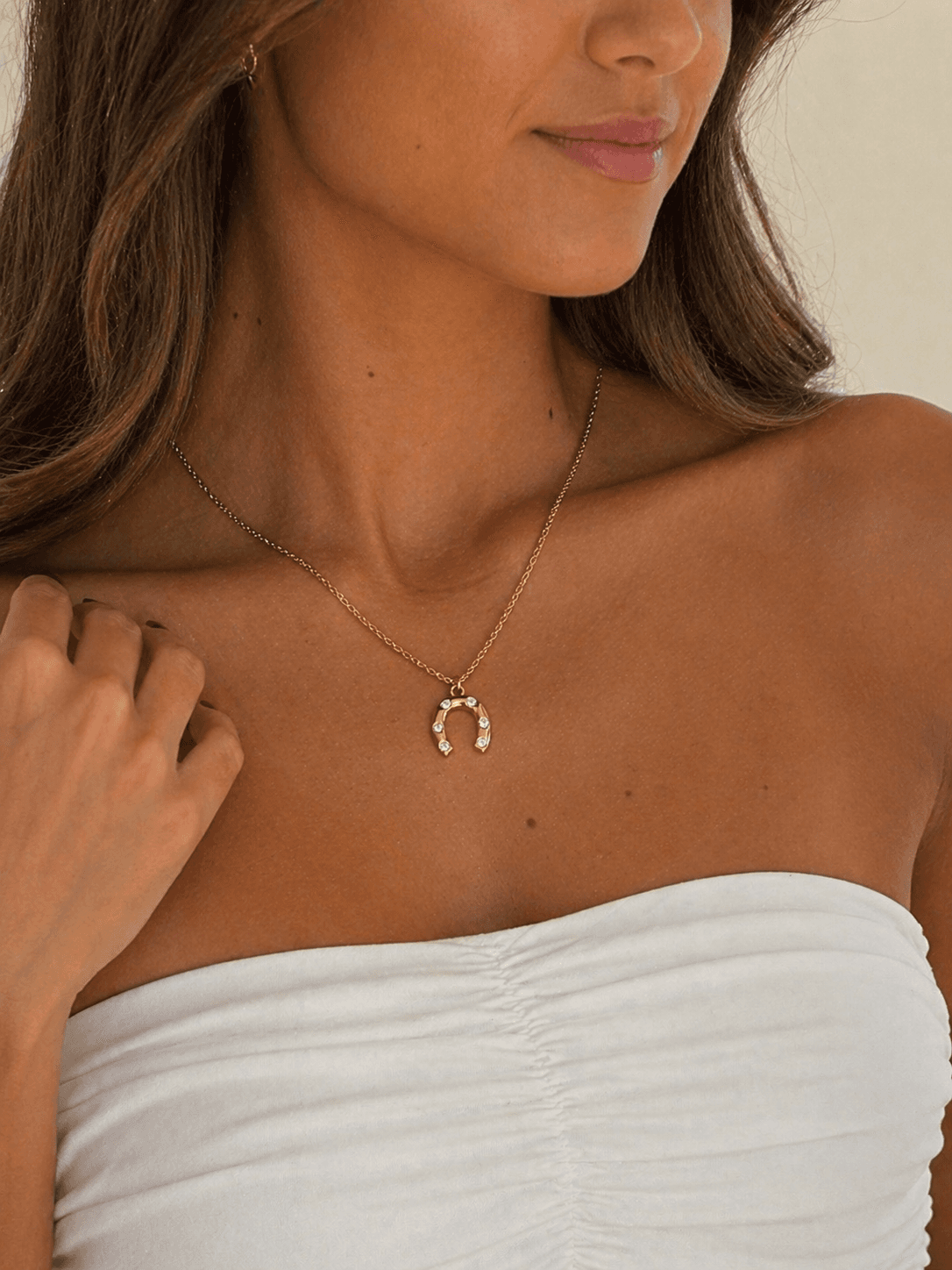 Collar Herradura acero y brillos