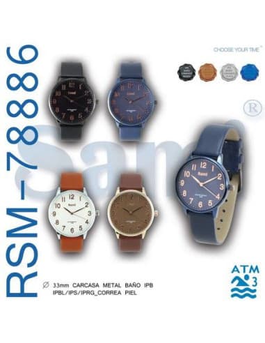 Reloj sami SRA piel RED 12 NOS IP WR30M