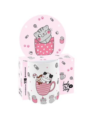 Taza / MUG 330ML - cats - pink