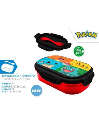 Sandwichera CON cubiertos pokemon (6X6)