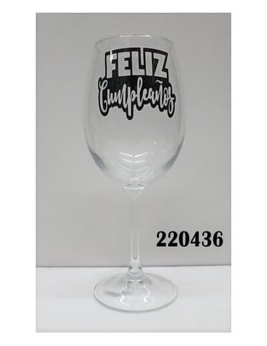 Copa frase feliz cumpleaños