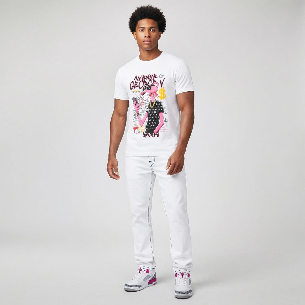 T-Shirt White Pink Panther Street Luxury