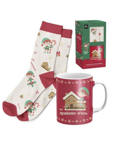 SET regalo taza 300ML CON calcetin elfo (4/8 -12)