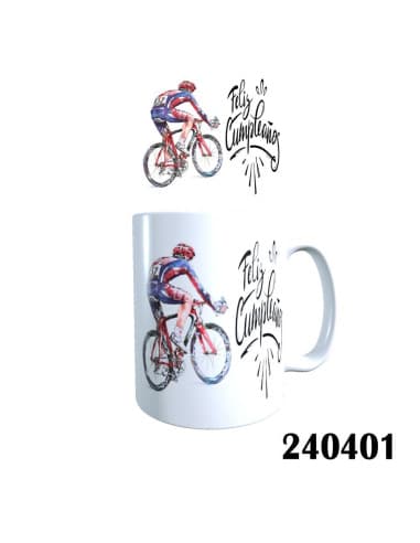 Taza frase bici feliz cumpleaños