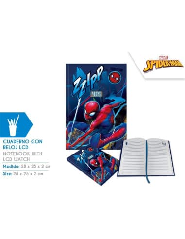 Cuaderno CON reloj LCD CDU spiderman (6X4)