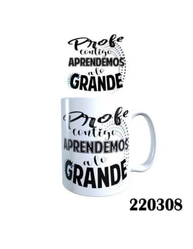 Taza frase profe contigo aprendemos A LO grande
