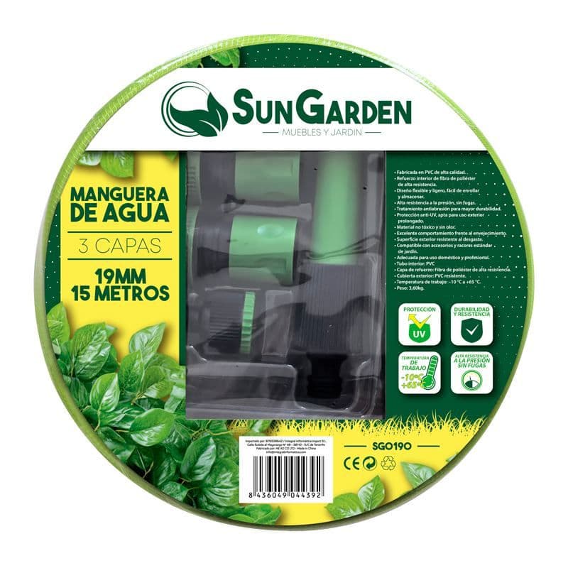 Manguera Agua 3 Capas 19mm 15metros Sungarden